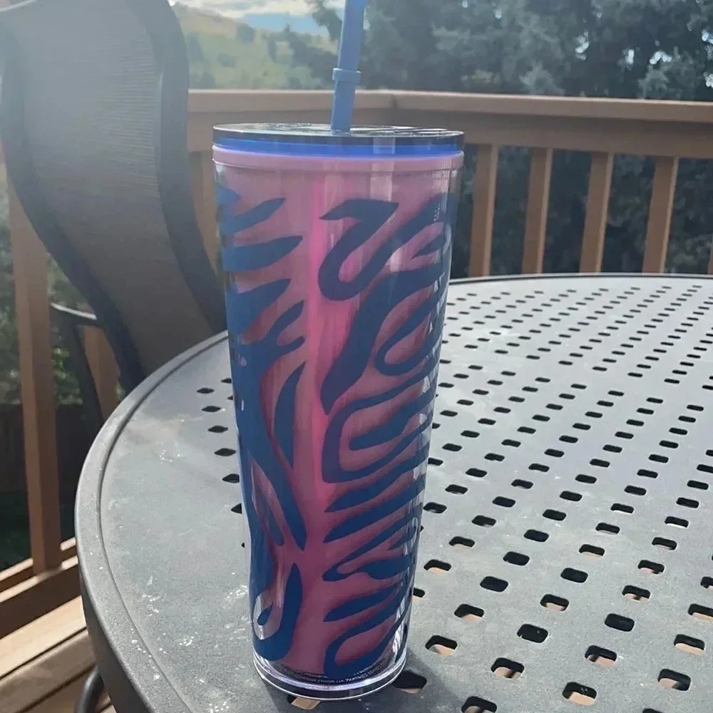 Starbucks blue and pink zebra venti 24 Oz tumbler